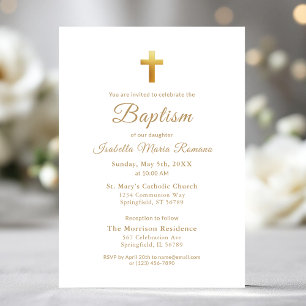 Elegant Baptism för Chic av skripttypning guld Kor Inbjudningar