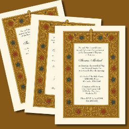 Elegant Baptism Guld Kor Elegant Ram Inbjudningar