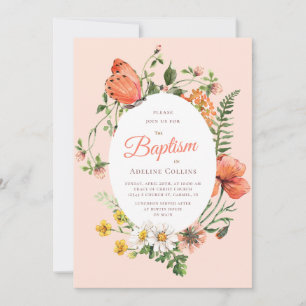 Elegant Baptism i persiko- eller botaniskt bruk Inbjudningar