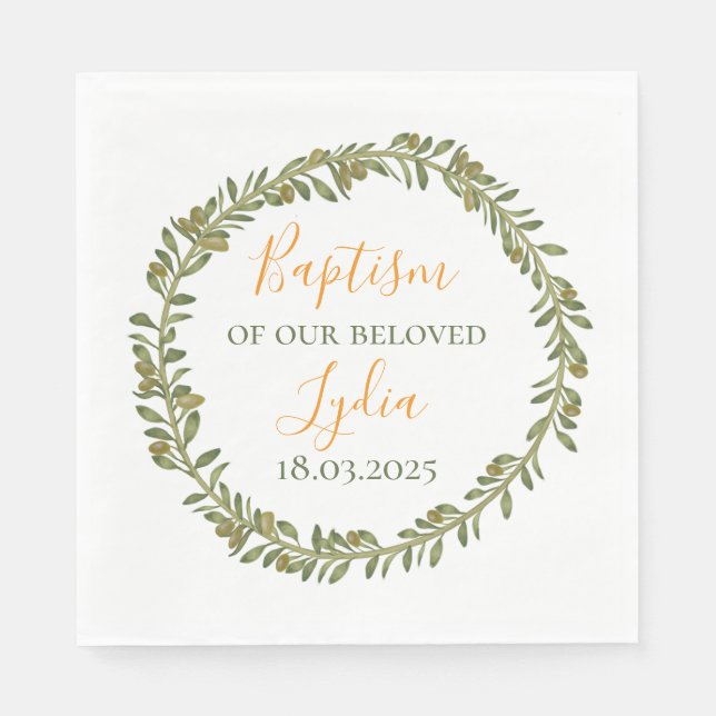 Elegant Baptism Napkins - Utformning av utandnings Pappersservett (Framsidan)