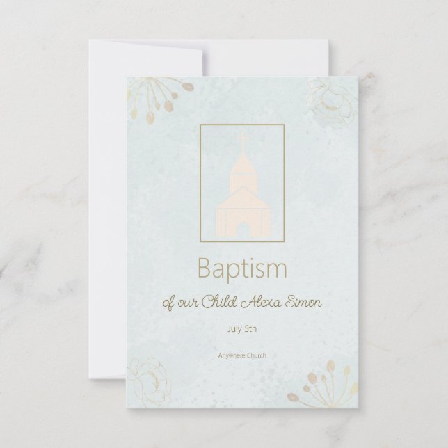 Elegant Baptism OSA kort för Baby (Framsida)