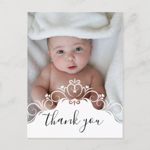 Elegant Baptism Photo Tack Vykort