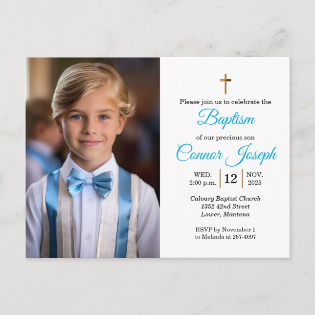 Elegant Baptism Relies event Custom photo Meddelande Vykort (Framsida)