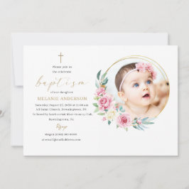 Elegant Baptism Religiösa anpassningsbar foto Invi Inbjudningar