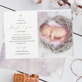 Elegant Baptism Religiösa anpassningsbar foto Invi Inbjudningar