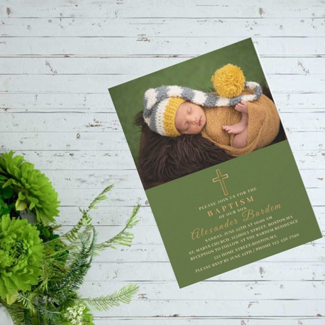 Elegant Baptism Religiösa händelseanpassad foto In Inbjudningar (Skapare uppladdad)