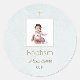 Elegant Baptism Sticker för Baby Runt Klistermärke