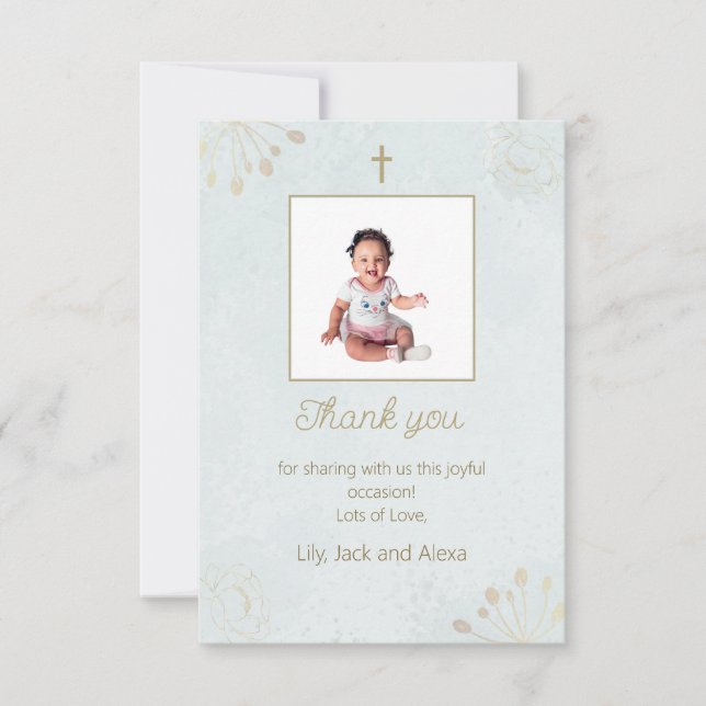 Elegant Baptism - tack för ditt kort för Baby (Framsida)