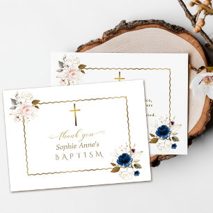 Elegant Baptism vid Twillingar av blåfärgade Guld- Tack Kort