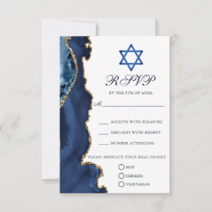 Elegant Bar Mitzvah-fest Navyblå Guld RSVP OSA Kort