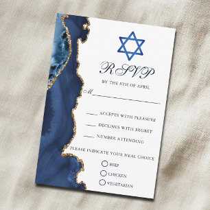 Elegant Bar Mitzvah-fest Navyblå Guld RSVP OSA Kort