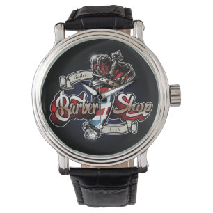 Elegant Barber Pole och Krona Personalize Armbandsur