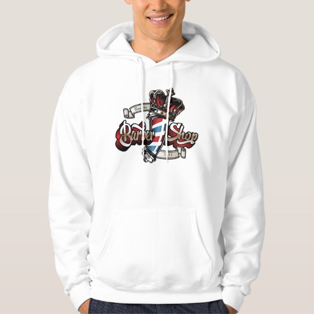 Elegant Barber Pole och Krona Personalize Hoodie (Framsida)