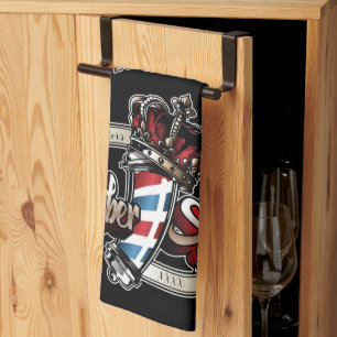 Elegant Barber Pole och Krona Personalize Kökshandduk