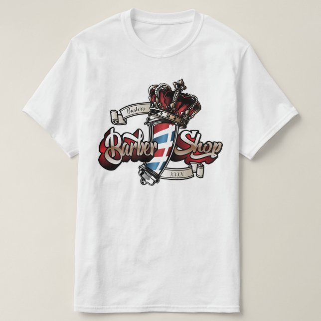 Elegant Barber Pole och Krona Personalize T-Shirt (Design framsida)