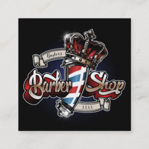 Elegant Barber Pole och Krona Square Personalize Fyrkantigt Visitkort