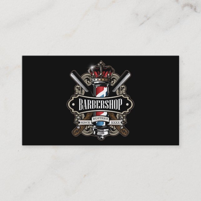 Elegant Barbershop Affärskort Personalize Visitkort (Framsida)