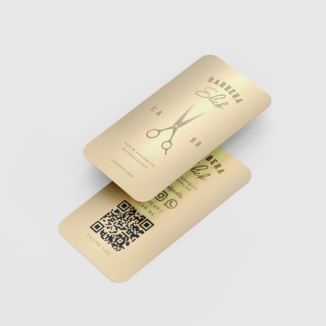 Elegant Barbershop Hairstylist Guld Sissors Visitkort (Skapare uppladdad)