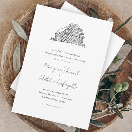 Elegant Barn Black and White Rustic Bröllop Magnetisk Inbjudningskort