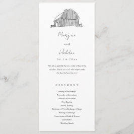Elegant Barn Black and White Rustic Bröllop Program
