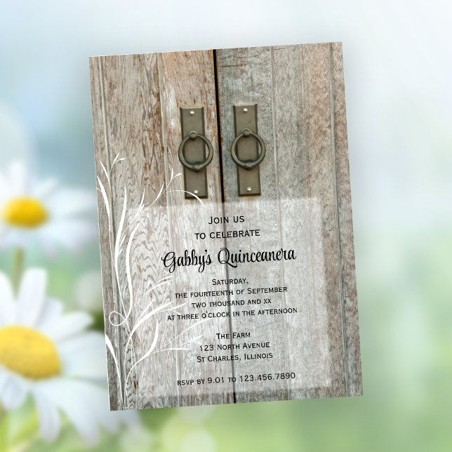 Elegant Barn Doors Quinceañera Party Inbjudningar (Skapare uppladdad)