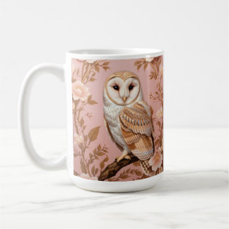 Elegant Barn Owl Pink and Gold Floral Kaffemugg