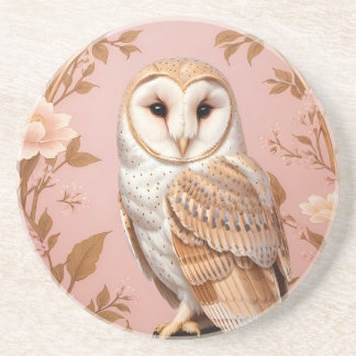 Elegant Barn Owl Pink and Gold Floral Underlägg