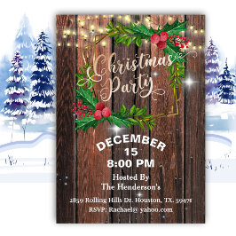 Elegant Barn Wood String Ljus jul Inbjudningar