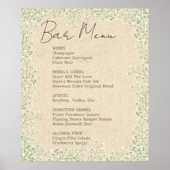 Elegant Barnets andedräkt Blommigt Bröllop Pub Men Poster (Framsidan)