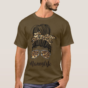 Elegant barnmorsk liv stökigt hårknutte leopard kv t shirt