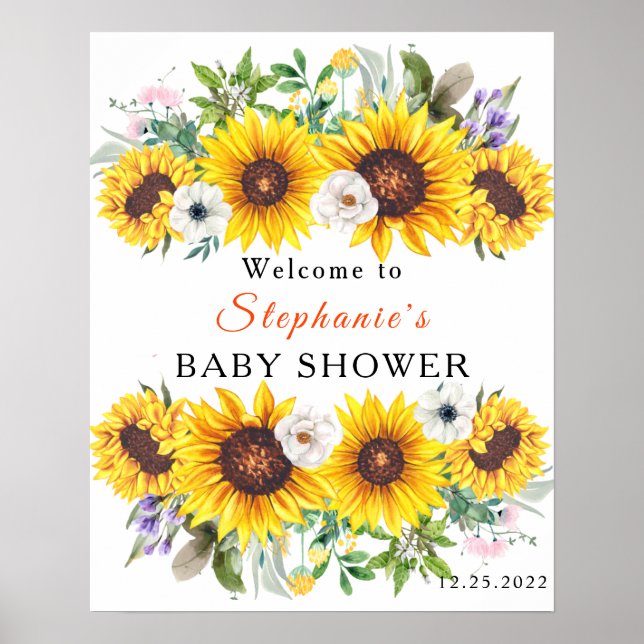 Elegant barnrumsfest gul solros blomma poster (Framsidan)