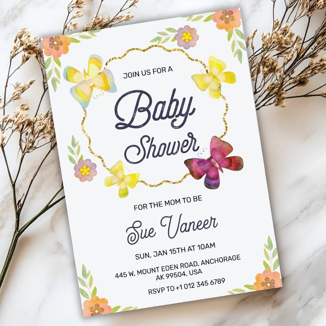 Elegant barnrumsinbjudan med blomsterdesign inbjudningar (Skapare uppladdad)