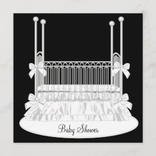 Elegant barnvagn svart vit baby shower inbjudningar