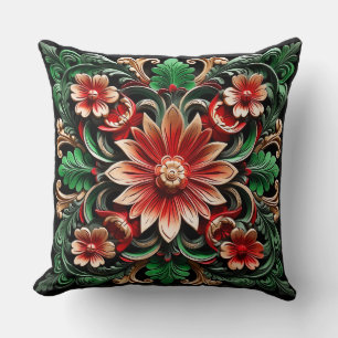 Elegant Barock Blommig Färgrik Konstnärlig Kudde