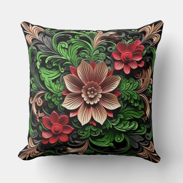 Elegant Barock Blommig Konstnärlig Kudde (Framsida)