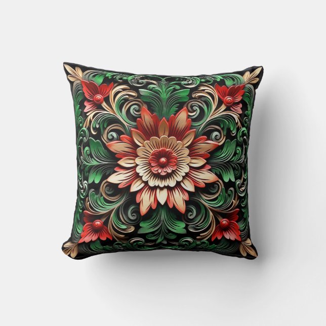 Elegant Barock Blommig Konstnärlig  Kudde (Framsida)