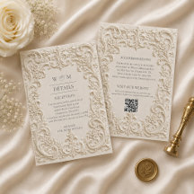 Elegant Barock Bröllop Vintage Bifogad Kort