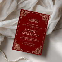 Elegant Barock Burgunderröd Henna Mehndi-ceremoni