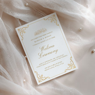 Elegant Barock Guld Ram Skrift Walima Ceremoni Inbjudningar