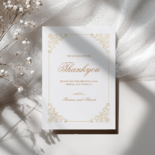 Elegant Barock Stilig Skrift Bröllop Tack Kort