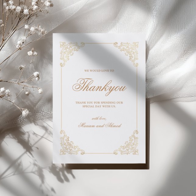 Elegant Barock Stilig Skrift Bröllop Tack Kort (Skapare uppladdad)