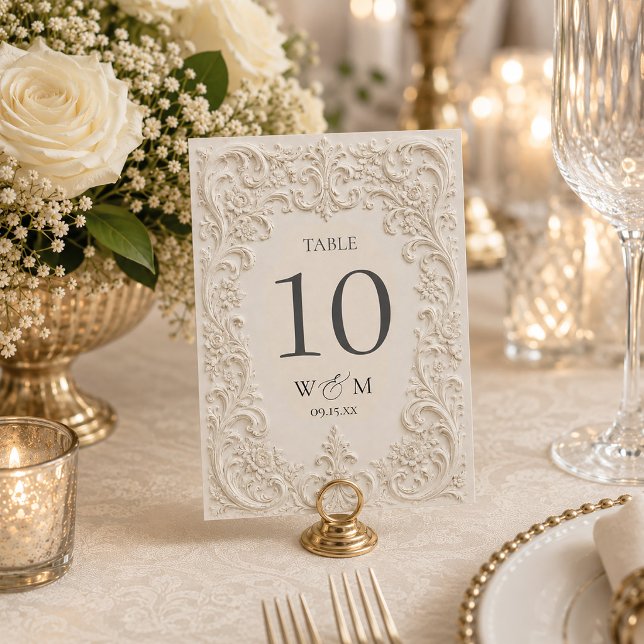 Elegant Barock Vintage Bröllop Bordsnummer (Elegant Baroque Vintage Wedding Table Number)