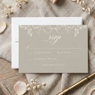 Elegant Barock Vintage Neutral Tan Elfenbensvit Br OSA Kort
