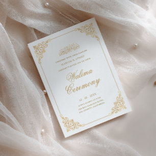Elegant barockram Guld Walima-ceremoni Script Inbjudningar