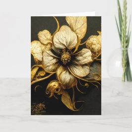 Elegant Baroque Black & Guld Blommigt Note Card Anteckningskort