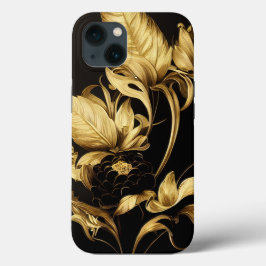 Elegant Baroque Black & Guld Blommigt Phone Case
