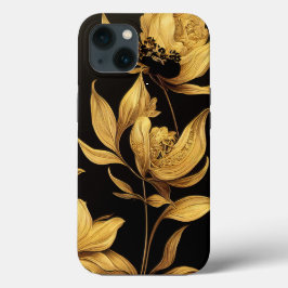 Elegant Baroque Black & Guld Blommigt Phone Case