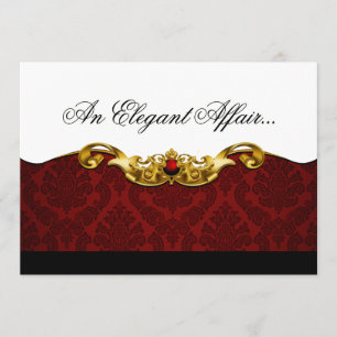 Elegant Baroque Black Tie Event (röd) Inbjudningar