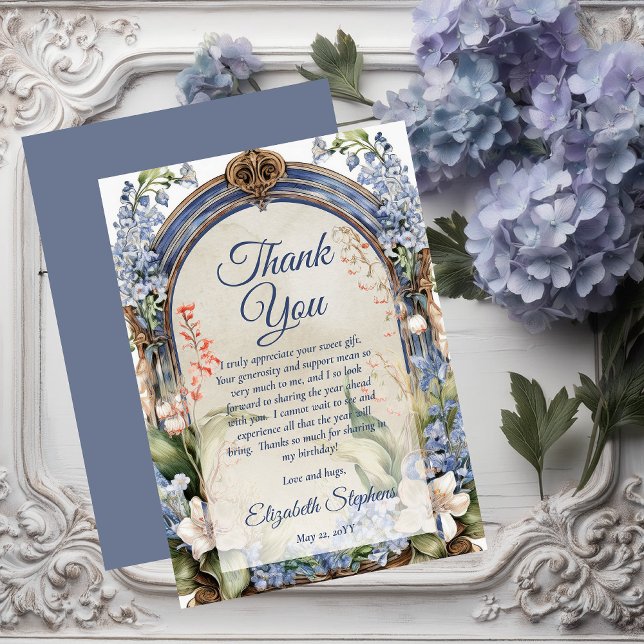 Elegant Baroque Blommigt Arch Tack (Elegant Baroque Floral Arch Thank You Flat Card)
