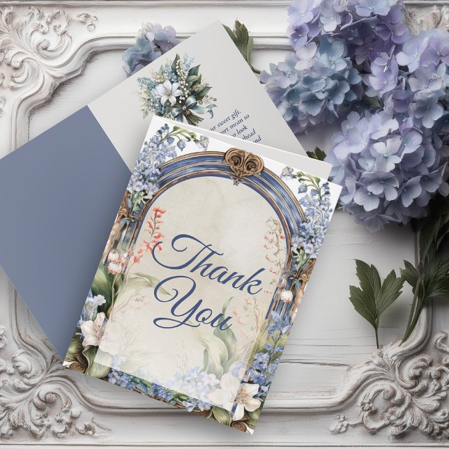 Elegant Baroque Blommigt Arch Tack Kort (Elegant Baroque Floral Arch Thank You Folded Card)